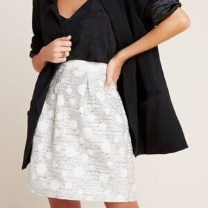 Anthropologie Maeve Anya Mini Skirt 12 NEW Polka Dot Jacquard Metallic Holiday